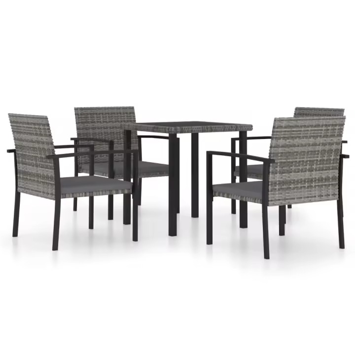 vidaXL Juego de comedor para jardín 5 piezas ratán sintético gris - 1