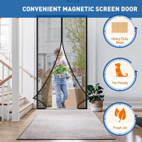 Cortina De Puerta Magnética Antimosquitos Tela Gauze Suave Adhesiva Aluminio Sin Marco Protección Contra Insectos - details 2