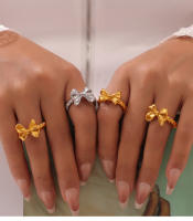 Nueva Moda de Plata y Oro Anillo Abierto girta Arco Mariposa elegant Mujeres Niñas Joyas de GIFT, LA Fashion simple personalidad Arco anillo de Diseño - details 3