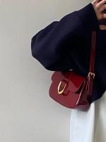Bolso Bandolera Casual De Cuero PU Pequeño Con Cierre De Cremallera Y Hebilla De Hoz Para Mujer Bolso De Hombro De Color Sólido - details 11