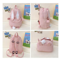 Mochila Personalizada Kawaii Con Orejas De Conejo Y Colgante De Oso Peluche Para Niñas Escolar Con Cierre De Cremallera Material Nylon Y Poliéster - details 28