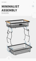 Cesta De Frutas Y Verduras De Metal Con Gancho Y Mango De Madera Organizador Desmontable Y Plegable Para Cocina - details 11