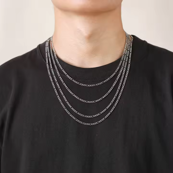 Collar De Cadena Figaro Simplicidad Vnox Para Hombres Y Mujeres Acero Inoxidable Antialérgico Joyería Minimalista De Moda - 1