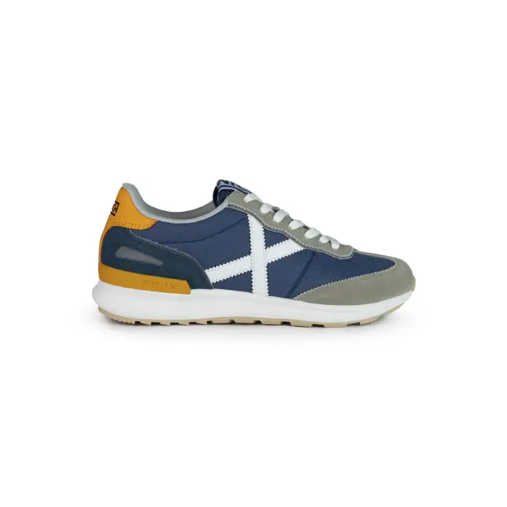 Zapatilla Munich Dynamo 67 - Diseño Clásico y Moderno - Azul con Detalles en Gris Blanco y Amarillo - 1