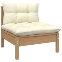 vidaXL Sofá de jardín de 2 plazas con cojines madera maciza pino Marrón y gris, Natural y crema, Blanco Conjunto Terraza Muebles Jardín Exterior Juego de Muebles de jardín Mueble Jardín Exterior Muebles de Salon Exterior - details 2