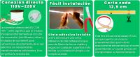 Tira LED COB 4500K Blanco neutro 296 LEDS/M (5 Metros) 220V Conexión directa EU sin transformador, IP65 resistente al agua, Uso Interior y Exterior, Para techos, salones, cocinas, baños, oficinas. - details 1
