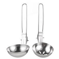 2Pcs Cuchara De Acero Inoxidable Con Mango Largo Y Colapsable Tenedor Para Sopa Utensilio De Servicio Para Camping - details 0