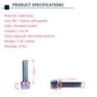 6pcs Tornillos Y Juntas Para Manillar De Bicicleta MTB Y Carretera TANKE M5 * 18 15mm Arco De Botella Arco De Agua Arco De Bebida Color Arco Iris - details 1