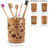 Porta Cepillo De Dientes De Bambú Con Soporte Para Vaso Y Drenaje Para Baño Y Oficinas Suministros De Decoración Y Organización - details 0