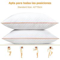 Almohada Transpirable Antialérgico para Hotel, Pack de 2 almohadas de firmeza media con fibra suave 3D + soporte de fibra 7D, almohadas suaves de fácil cuidado (42x70cm) (50x75cm) - details 3