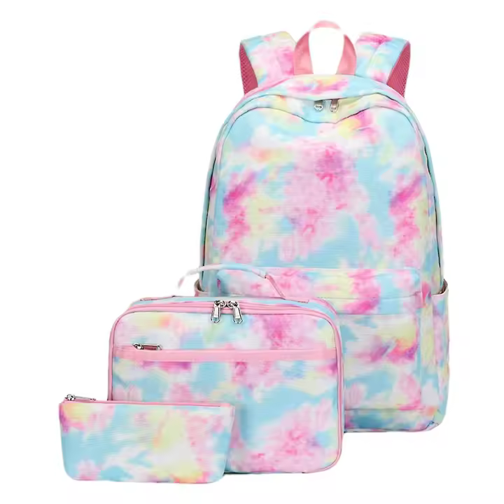 Mochipa de Tres piezas Mochila estampada tie-dye para Niños Mochila Escolar con lonchera preescolar Kindergarten Bookbag Sets - 1