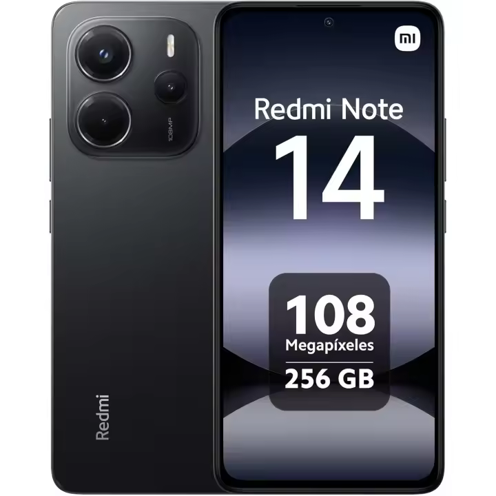 Xiaomi Redmi Note 14 - Smartphone de 8+256GB, Pantalla de 6.67" AMOLED FHD+ 120Hz, MediaTek Helio G99-Ultra, cámara de 108MP, Tegnología NFC incluida, TurboCharge 33W, 5500 mAh, Cargador no Incluido, Negro Versión España - 1