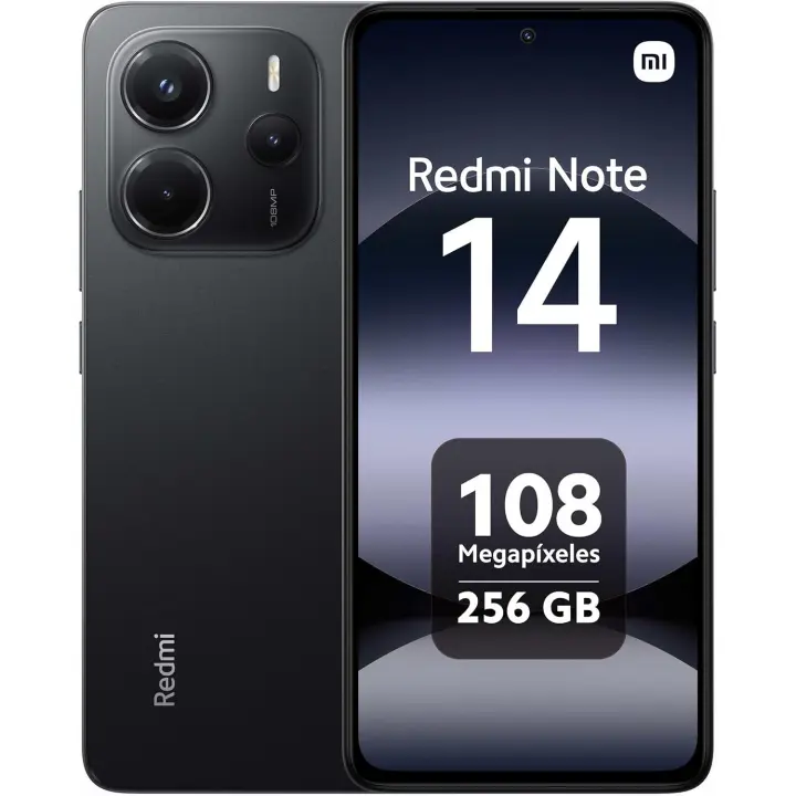 Xiaomi Redmi Note 14 - Smartphone de 8+256GB, Pantalla de 6.67" AMOLED FHD+ 120Hz, MediaTek Helio G99-Ultra, cámara de 108MP, Tegnología NFC incluida, TurboCharge 33W, 5500 mAh, Cargador no Incluido, Negro Versión España - 1