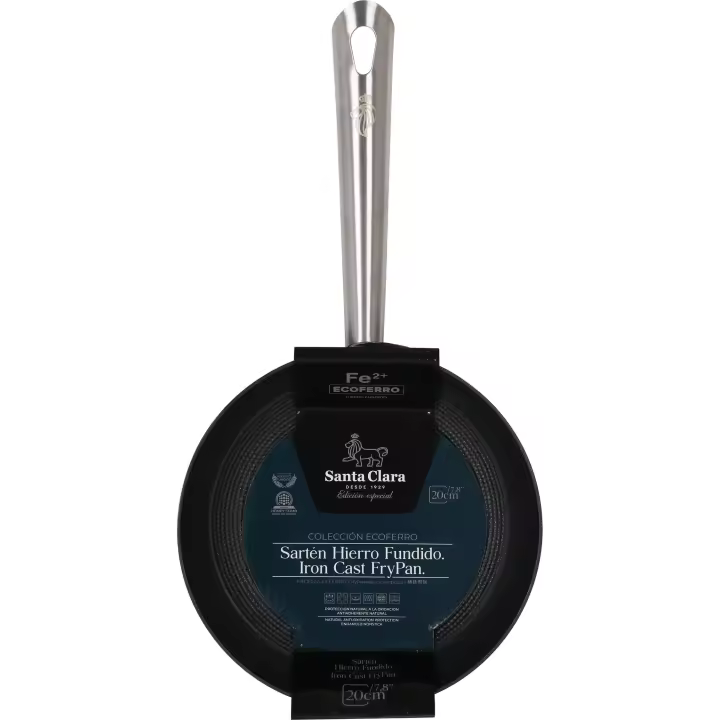 Santa Clara - Sartén 20cm Hierro Fundido Gama EcoFerro, Antiadherente y Versátil para Todas las Cocinas, Mango Ergonómico y Cómodo - 1