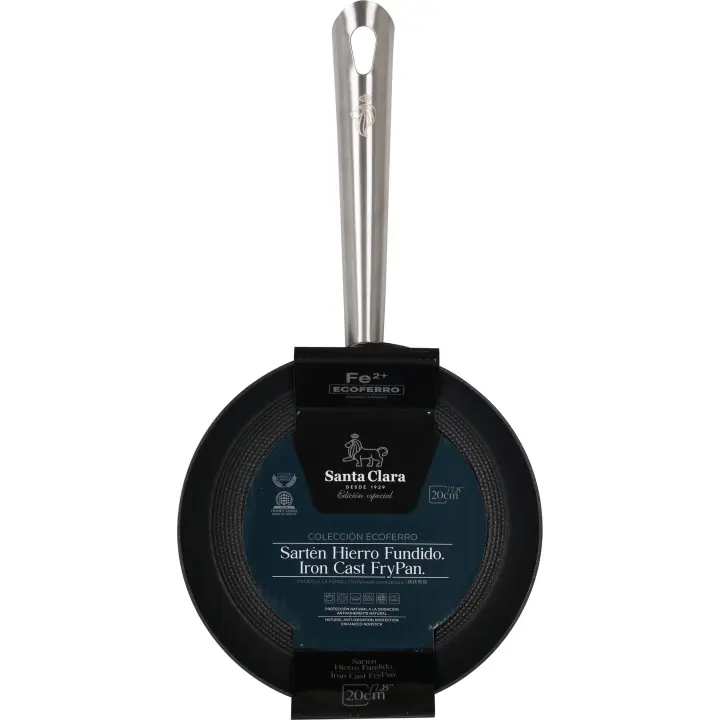 Santa Clara - Sartén 20cm Hierro Fundido Gama EcoFerro, Antiadherente y Versátil para Todas las Cocinas, Mango Ergonómico y Cómodo - 1