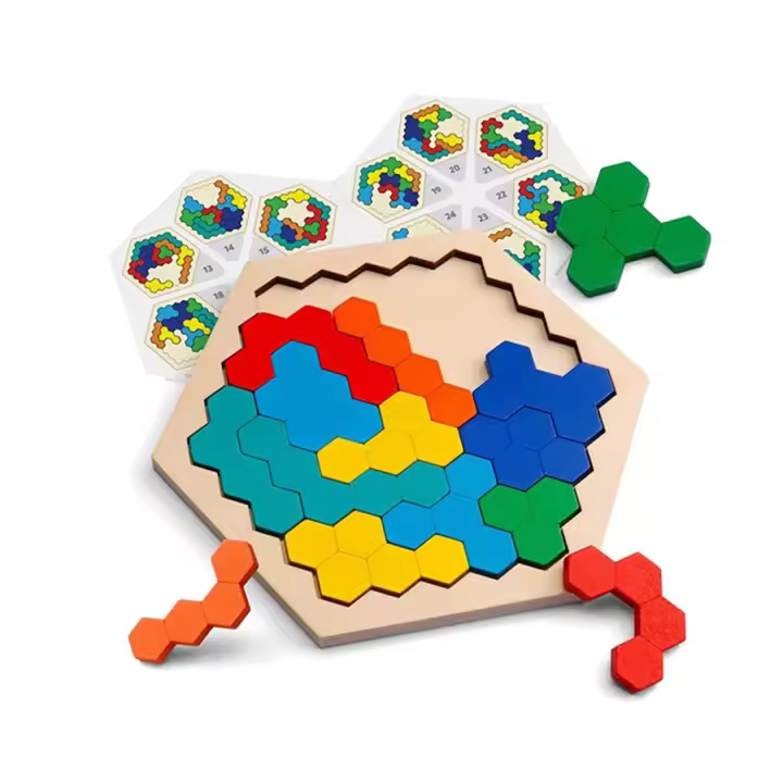 Juego De Rompecabezas De Madera Tangram Tablero Educativo Para Niños Juguete Montessori De Desarrollo Cerebral IQ Test Regalo Para Niños De 3-12 Años - 1