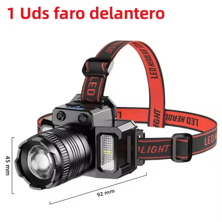 Linterna Frontal Recargable Con Sensor LED COB Chip Zoom Super Brillante Impermeable Para Pesca Camping Caza Advertencia - 1