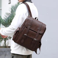 Mochila Grande Para Laptop 2023 Mochila De Hombro Suave Para Hombres Material Principal PU Cuero Negro Marrón Bolsa Escolar Para Adolescentes Y Jóvenes - details 12