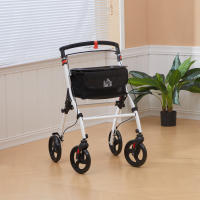 HOMCOM Andador para Ancianos Plegable de Aluminio Andador para Personas Mayores con 4 Ruedas y Bandeja Andador con Altura Ajustable Frenos de Maneta y Bolsa de Transporte Blanco - details 1