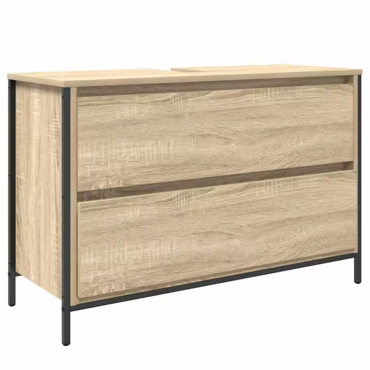 vidaXL Mueble de baño con lavabo y cajones roble Sonoma 90x34,5x60 cm - 1