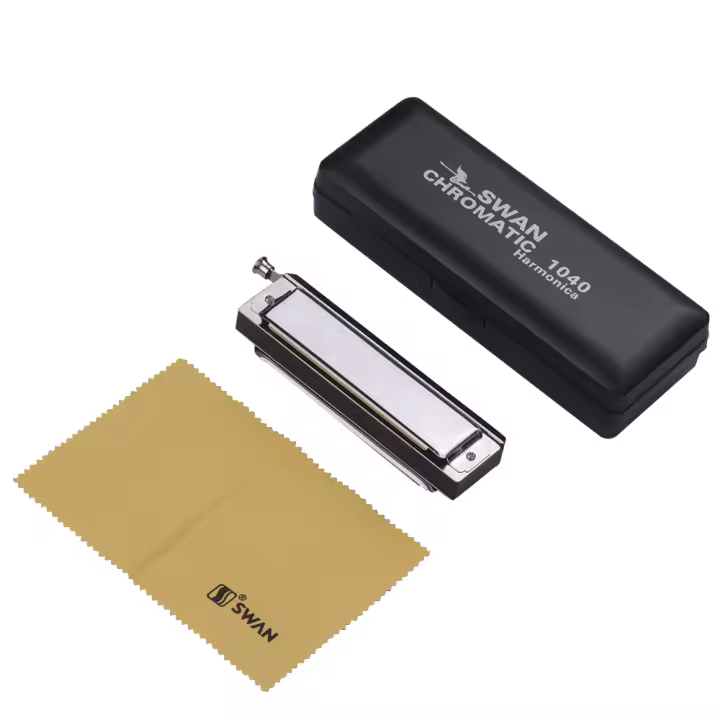 SW1040 Armónica Cromática De Cisne 10 Agujeros 40 Tonos En Clave De C Plata Con Caja Exquisita Armónica Para Música - 1