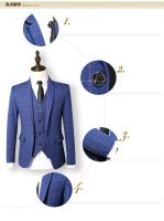 Traje Italiano Elegante Para Hombre Con Chaleco Y Pantalones Talla M-5XL Estilo Business Casual Formal Plaid Polyester Y Viscosa - details 3
