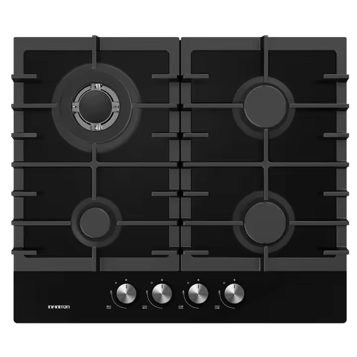 Placa de gas Infiniton GG-429 4 fuegos acabado Crystal Black 60 cm - 1