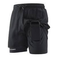 Shorts De Fitness Para Hombre Doble Capa 2 En 1 Deporte Entrenamiento En Gimnasio Quick Dry Running Verano Short De Dos Niveles - details 2