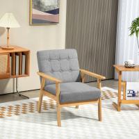 HOMCOM Sillón de 2 Plazas Sofá de 2 Plazas Tapizado en Lino con Reposabrazos de Madera Respaldo Acolchado Carga Sillón para Salón Dormitorio Gris Claro - details 1