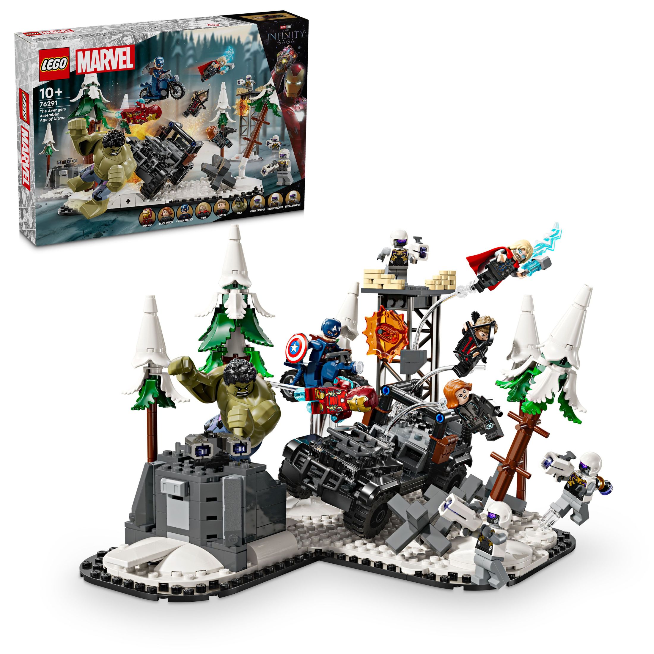 LEGO 76291 Super Heroes: Vengadores Reunidos - Era de Ultrón, Set de Construcción con Minifiguras de Thor, Capitán América e Iron Man, Ideal para Recrear Batallas Épicas de Marvel