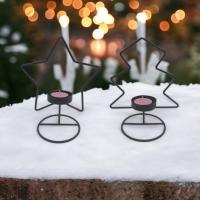 Buscodecor – Soportes Para Velas de Té Aromáticas, Metálicos (2 Piezas), Con Forma de Estrella y de Árbol de Navidad + 18 Velas de Té Aromáticas (Fragancia Aleatoria). Decora tu Hogar. - details 0