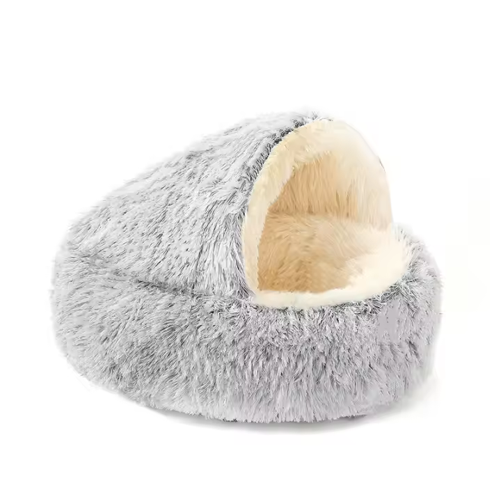 Cama de Mascotas de Peluche Invernal Almohada de Descanso Redonda para Gatos y Perros Pequeños - 1