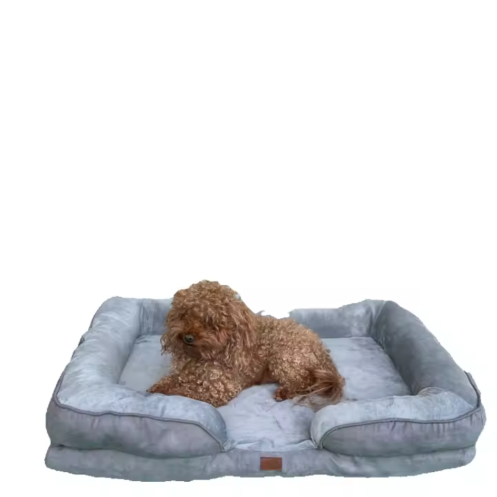 Cama para perros  de espuma suave y cálida, 90x63x18 cm, con borde reforzado impermeable y funda lavable extraíble, R032 - 1