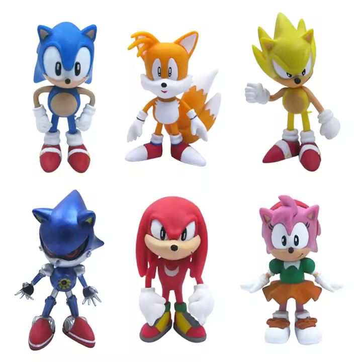 Nuevo Set De 6 Figuras Pequeñas De Sonic Mini Juguete De PVC Características De Echidna Sombrilla Y Cola Para Niños Regalo De Cumpleaños Modelo De Animal 5-6cm - 1