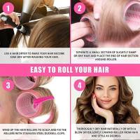 Paquete de 25 rodillos de pelo, clips, peine con divisores, rodillos de pelo pajaritas rosa - details 3