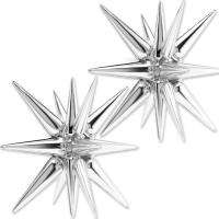 2Pcs Globos De Aleación De Hierro 22 Pulgadas Estrella De 4D Explosión De Estrella Pentagrama Para Decoración De Fiestas De Navidad Cumpleaños Boda Y Wedding - details 5