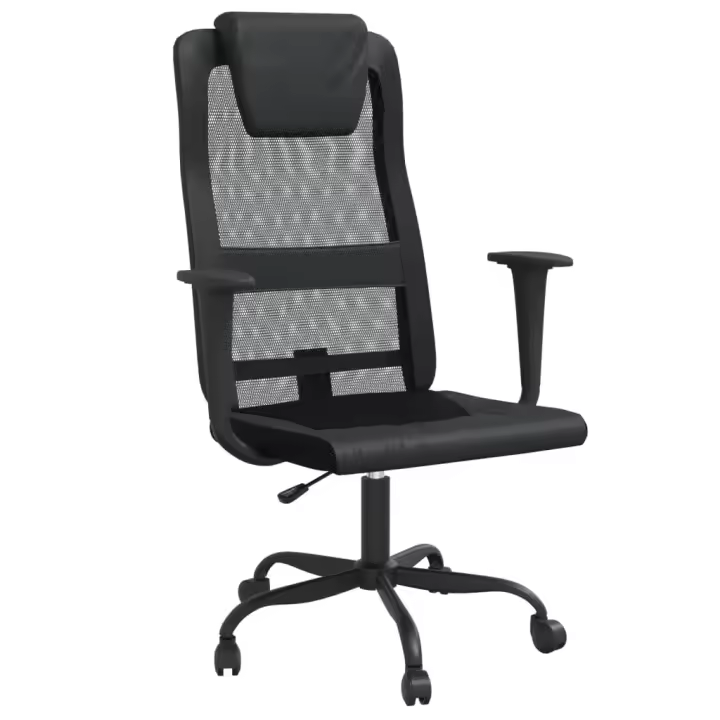 Silla de Oficina Altura Malla y cuero PE Negro - 1