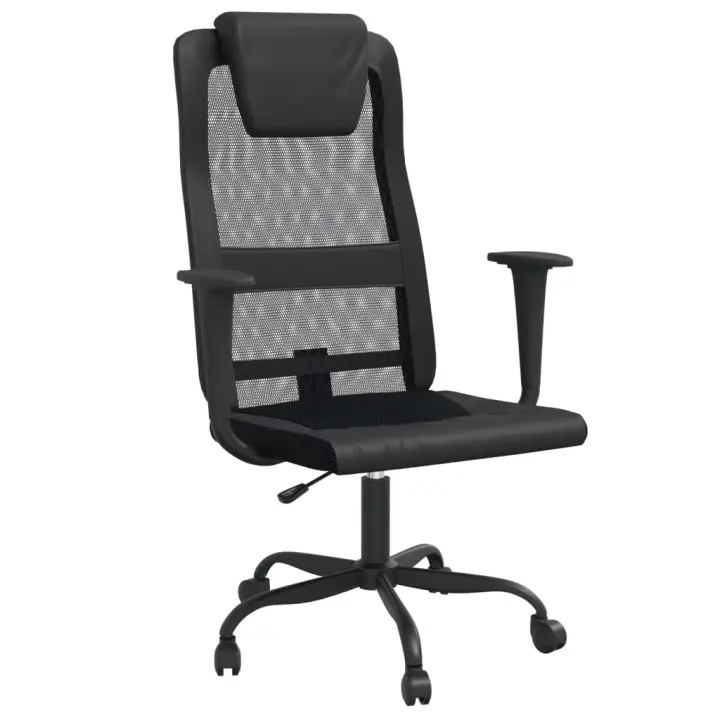 Silla de Oficina Altura Malla y cuero PE Negro - 1