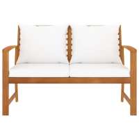 vidaXL Banco de jardín con cojín crema madera maciza de acacia 120 cm - details 1