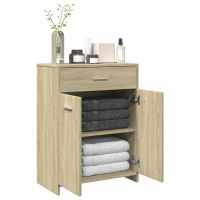 vidaXL Armario de baño madera contrachapada 60x33x80 cm en color Blanco/Madera antigua/Marrón roble y más | almacenamiento funcional diseño moderno para baño dormitorio sala - details 5