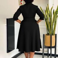 Vestido Elegante Para Oficina Para Mujer Cuello Redondo V Cintura Ajustada Pleated Midi Formal Business Work Dress OL - details 42