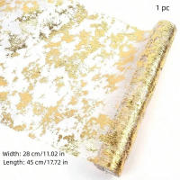 1pc Corredor De Mesa De Poliéster Dorado Metálico Brillante Para Decoración De Comedor Bodas Cumpleaños Banquete - details 0