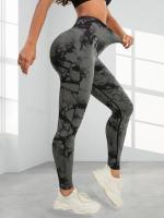 Pantalones De Yoga Para Mujer Con Cintura Alta Y Control De Abdomen Estampado Tie-Dye Leggings Deportivos De Elasticidad Alta Para Correr Y Fitness - details 1