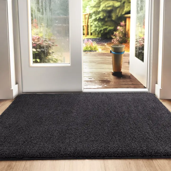 Absorbente, antideslizante, para interior, superabsorbent, lavable a Máquina, suave, Negro y gris, 60x90 cm - 1
