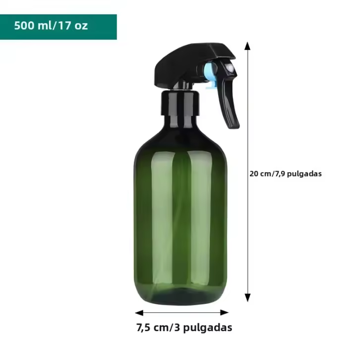 Botella De Rociador De 500ML Cuadrada Recargable Para Plantas Soluciones De Limpieza Cabello Jardinería Maquillaje Verde/marrón - 1