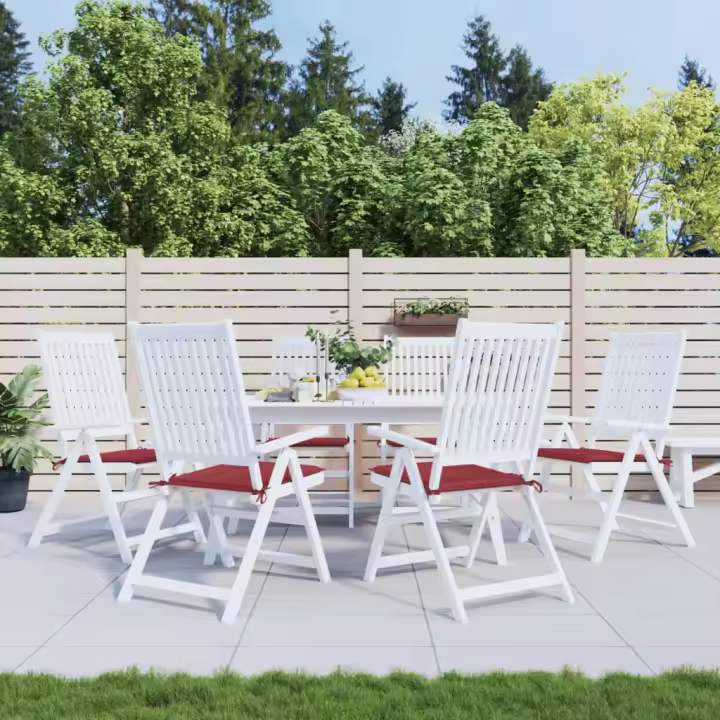 vidaXL Cojines de silla de jardín 6 uds tela rojo tinto 50x50x3 cm - 1