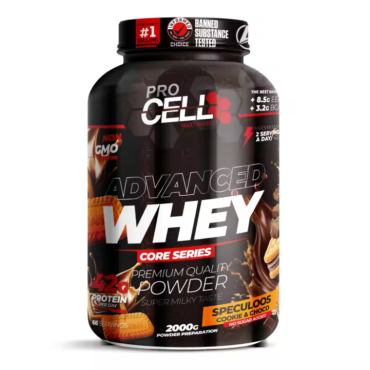 Proteina Concentrada- Whey Core 2 KG Speculoos Cookie with Choco Procell Sport -  Proteína de Suero, Bajo en Carbohidratos y Grasas - 1