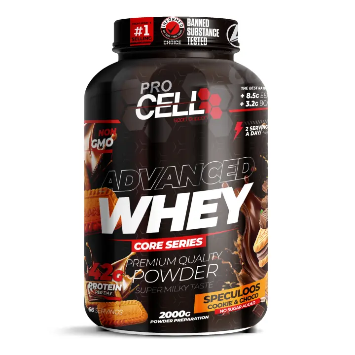 Proteina Concentrada- Whey Core 2 KG Speculoos Cookie with Choco Procell Sport -  Proteína de Suero, Bajo en Carbohidratos y Grasas - 1