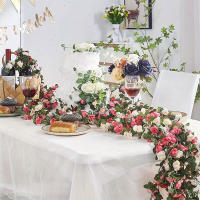 Vine De Flores Artificiales De Rosas 250CM Para Decoración De Hogar Bodas Jardín Exterior Adorno De Rattan Sin Mantener - details 5