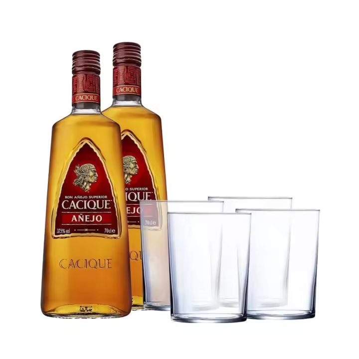 Pack 2 Cacique + 4 Vasos  Venezuela  140 cl. 40.0º - 1